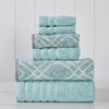 Modern Threads Oxford 6-Piece Yarn Dyed Towel Set – Aqua - Image 4