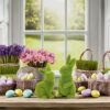 2pcs Flocked Moss Bunny Figurines – Small Resin Rabbits for Easter Table Decor - Image 2