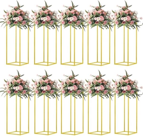 10 pcs Column Vases Gold Centerpieces