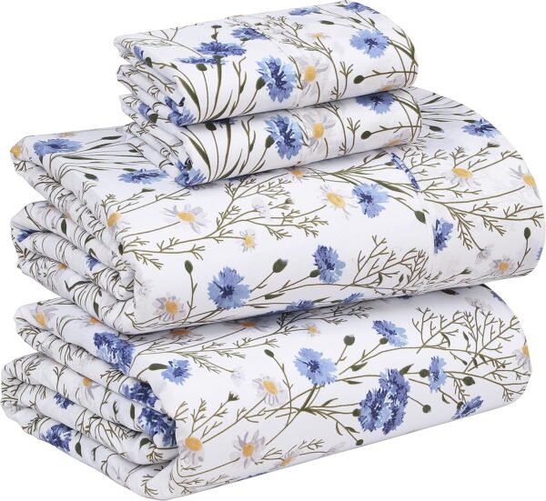 Queen 100% Cotton Sheet Set – 4-Piece Percale Weave, Soft & Breathable with 16" Deep Pockets