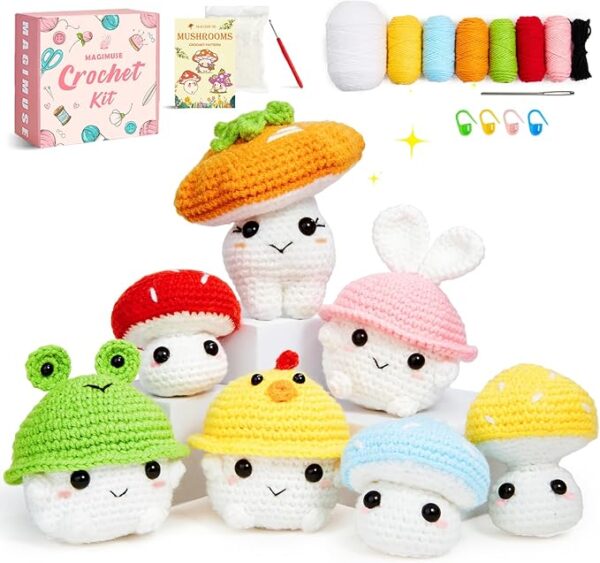 Crochet Kit for Beginners Mushroom Family