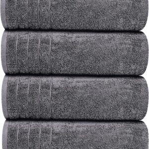Tens Towels 4-Pack Extra Large Bath Towels, 30"x60", 100% Cotton, Dark Grey