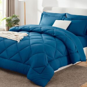 Teal Queen Comforter Set – 7-Piece Bed in a Bag