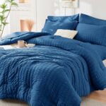 Teal Queen Seersucker Comforter Set – 7 Pieces