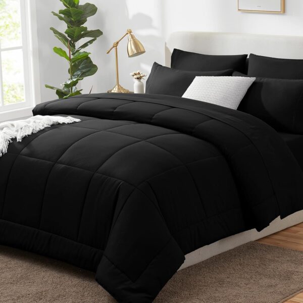 Full Size 7-Piece Comforter Set – Black Bed in a Bag