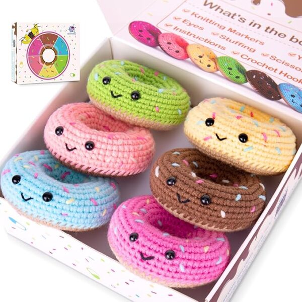 DIY Knitting Supplies, 6-Pack Donut Family