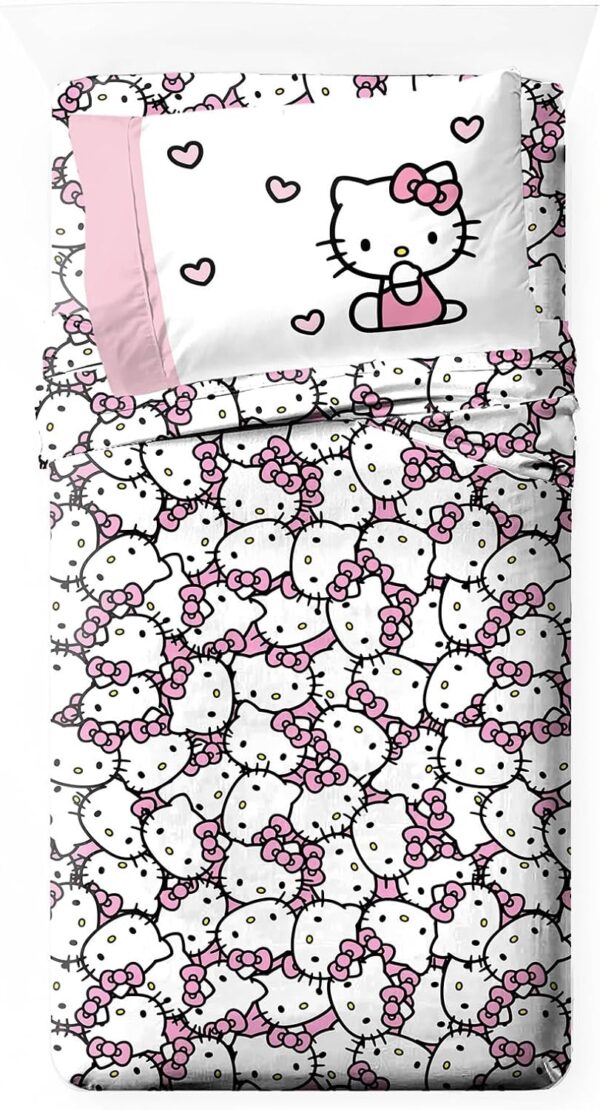 Hello Kitty Pink Stripes & Hearts Twin Sheet Set