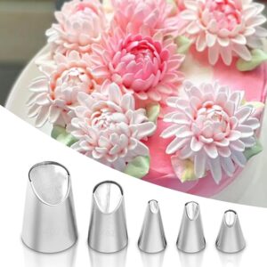5-Piece Rose Flower Piping Tips Set for Cake & Cupcake Decorating