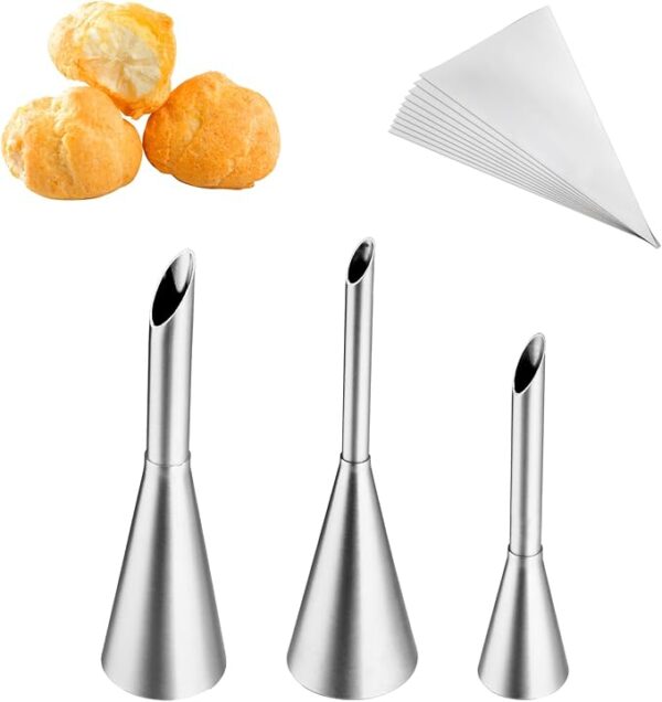 3-Piece Icing Piping Nozzle Set with 10 Disposable Bags for Cake Decorating