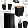 20-Piece Bathroom Accessories Set – Black Shower Curtain, Toilet Brush, Trash Can, Soap Dispenser - Image 6