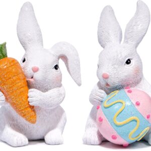 Handcrafted Easter Bunny Figurine – Colorful Spring Decor for Home & Office (White)