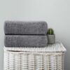 Tens Towels 4-Pack Extra Large Bath Towels, 30"x60", 100% Cotton, Dark Grey - Image 5