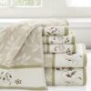 Madison Park Serene 6-Piece 100% Cotton Bath Towel Set – Embroidered Floral, 600 GSM, Green - Image 5