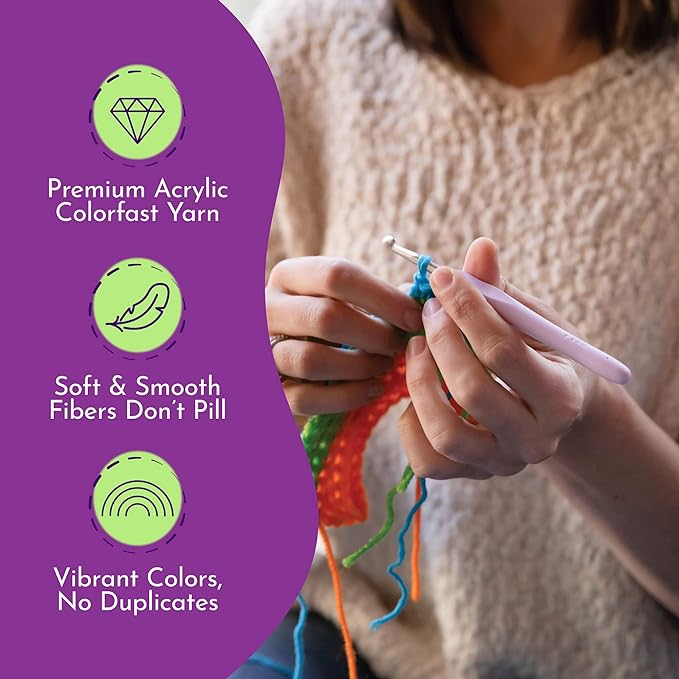 Crochet and Knitting Starter Kit Multicolored Thread - Image 5