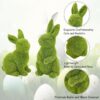 2pcs Flocked Moss Bunny Figurines – Small Resin Rabbits for Easter Table Decor - Image 4