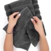 Soft Linen 4-Piece Bath Towel Set, 27"x54", 100% Turkish Cotton, Dark Gray - Image 4
