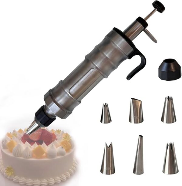 Dessert Decorating Piping Syringe Set with 6 Nozzles for Cake & Cupcake Decorating