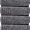 Tens Towels 4-Pack Extra Large Bath Towels, 30"x60", 100% Cotton, Dark Grey - Image 2