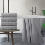 4-Pack Microfiber Oversized Quick-Dry Bath Towels, 60"x30", Gray Waffle Weave