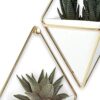 Trigg Hanging Planter Set of 2 - White/Brass Wall Vases for Succulents, Cactus, and Faux Plants - Image 2
