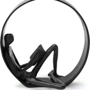 Reading Figurine – Cast Iron Metal Sculpture for Bookshelf Décor, Book Lovers Gifts