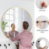24" Gold Circle Mirror, HD Round Bathroom Wall Mirror with Matte Metal Frame – Easy Install - Image 4