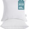 Pack of 2 Throw Pillow Inserts - 18x18, Firm & Fluffy Down Alternative Cushions for Couch, Bed, Sofa - Image 3