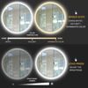 28" Round LED Bathroom Mirror, 3-Color, Anti-Fog, Dimmable, Wall Mounted with Touch Button - Image 4