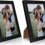 2 Pack 5x7 Black Picture Frames - Plastic with Clear Plexiglass, Wall or Tabletop Display