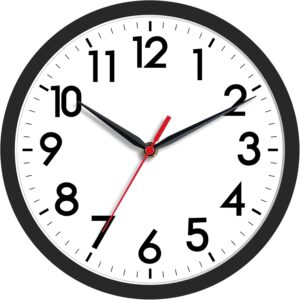 8-Inch Modern Wall Clock – Silent, Battery Operated, Black