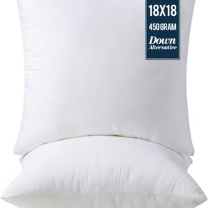 Pack of 2 Throw Pillow Inserts - 18x18 Inches Decorative Pillows for Bed and Couch