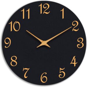 8-Inch Modern Wall Clock – Silent, Battery Operated, Black & Gold