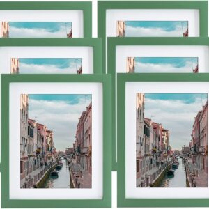 8x10 Green Solid Wood Picture Frames Set of 6 - Wall Mounting & Tabletop Display