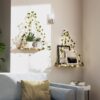 Set of 2 Artificial Ivy LED-Strip Macramé Shelves - Wood Hanging Plant Décor for Bedroom, Bathroom, Living Room - Image 3