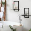 Set of 2 Square Floating Shelves - Black Framed Wood Plant Holders, Modern Chic Wall Décor for Living Room, Bedroom, Office - Image 4