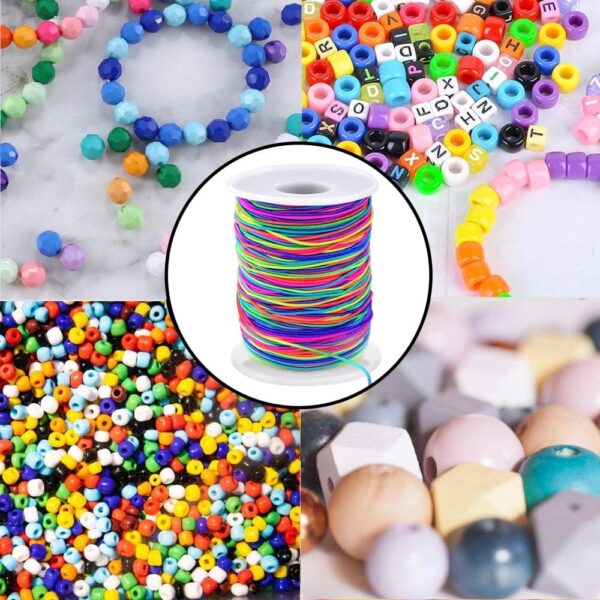 1mm Stretchy Bracelet String, Sturdy Rainbow Elastic Cord for Jewelry Making, Beading, and Crafts