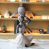African Lady Statue – Antique Wood stone Figurine for Tabletop & Bookshelf Décor - Image 3