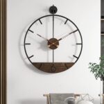 18.5" Modern Walnut Wall Clock – Silent, Metal Frame, Handmade Décor
