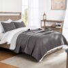Ultrasonic Reversible Quilt Set – Full/Queen, Grey, 90"x96" - Image 2