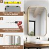 24" x 36" Brushed Gold Rectangle Mirror, Wall-Mounted Vanity Mirror – Horizontal or Vertical - Image 4