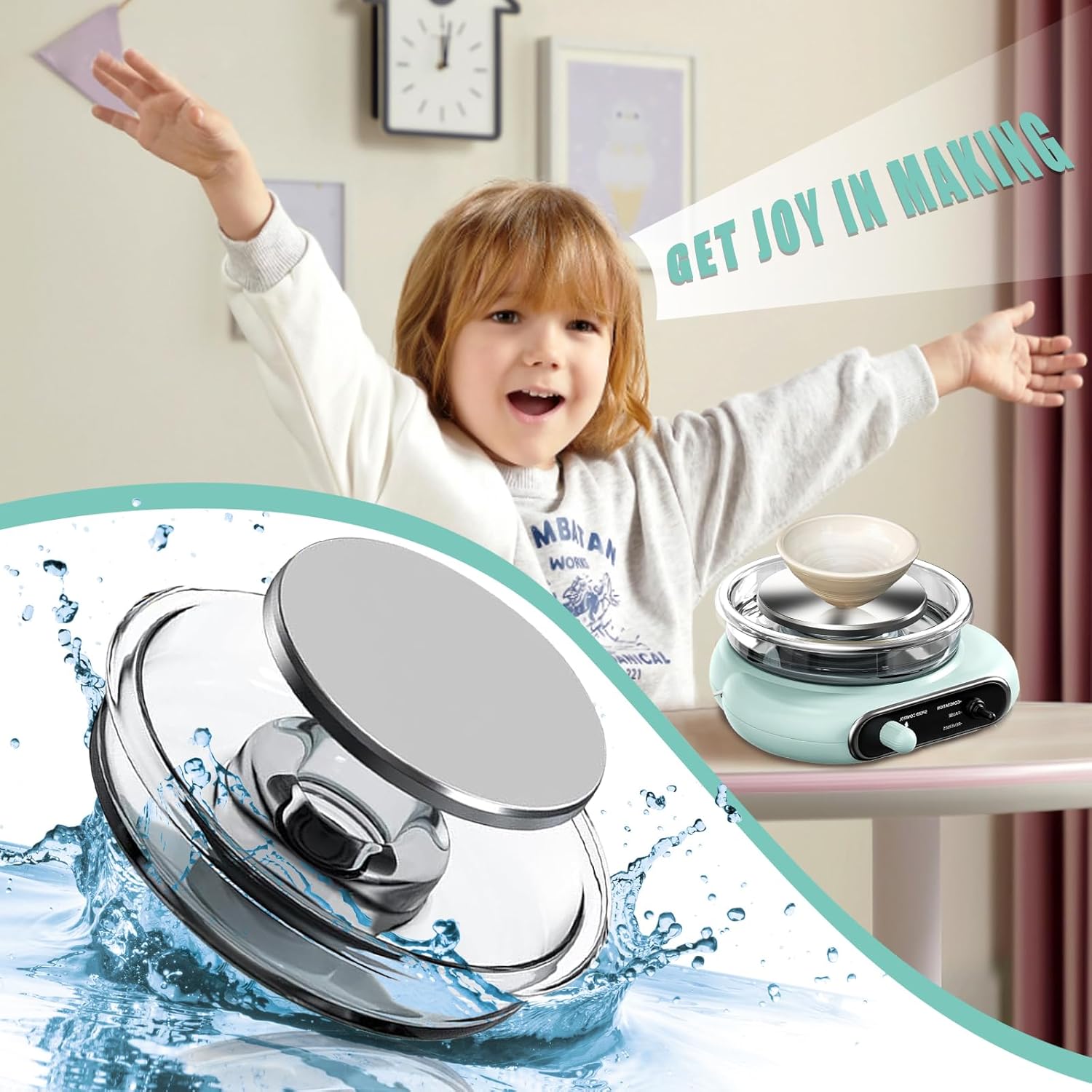 Mini Pottery Wheel – 4.7" Electric Wheel with 8 Tools & 6 Clay Sets for Beginners - Image 5