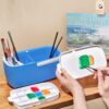 Paint Brush Cleaner and Holder with Palette, Rinser for Acrylic, Watercolor & Water-Based Paints (Blue+White) - Image 2