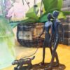 Couple & Dog Cast Iron Sculpture – Romantic Metal Art Decor, Family Love Statue - Image 5