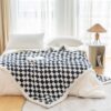 Sherpa Fleece Throw Blanket, Checkered Soft Thick Cozy Blanket for Couch/Bed, Black 51"x63" - Image 5