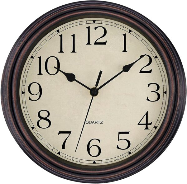 12-Inch Retro Wall Clock – Silent, Battery Operated, Bronze