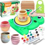 Pottery Wheel for Kids – Complete Painting Kit with 3 Packs Air Dry Clay for Ages 6-12