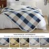 60"x80" Sherpa Fleece Throw Blanket – Reversible Flannel, Grey/Soft Blue - Image 5