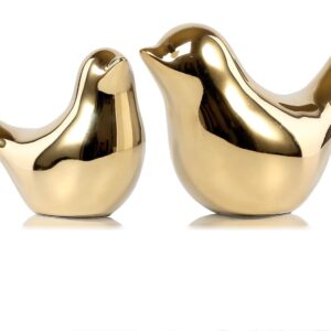 Gold Bird Statues – Modern Home Decor Figurines for Living Room, Bedroom, Office