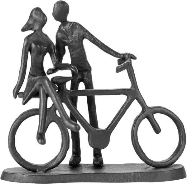 Bike Couple Figurine – Metal Sculpture for Wedding & Anniversary Gift, Home Decor