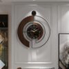 22" Modern Walnut Marble Wall Clock – Silent, Wood & Metal Frame - Image 4